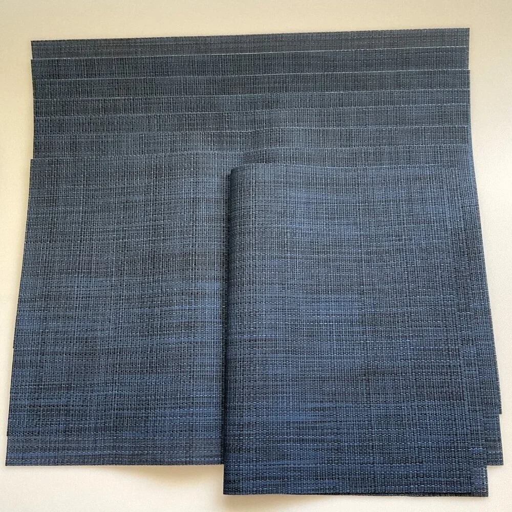 NAVY PLACEMATS WASHABLE VINYL HEAT RESISTANT TABLE MATS 17X12 INCH SET OF 8